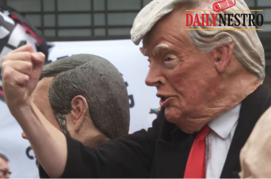 JUST IN: Anti-Trump protesters gather in central London